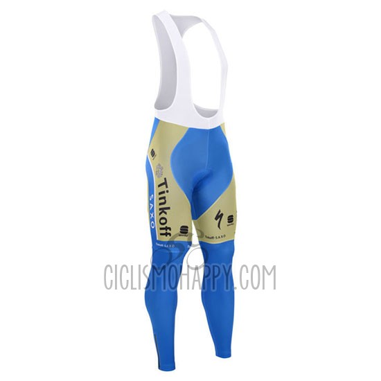 Tinkoff Saxo Bank Cycling Jersey Bib Tight 2015 Long Sleeve Sky Blue and Yellow